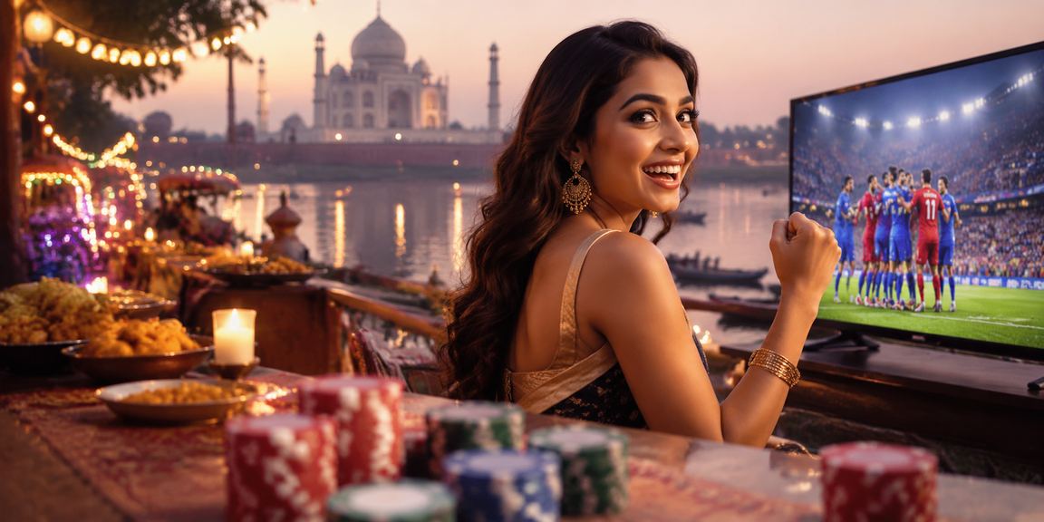 Agra Taj Mahal area with casino night market lights